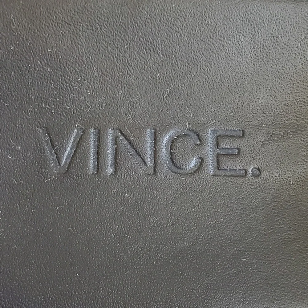 Vince Solana‎ Black Leather Platform Espadrille 9M Open Toe Slide On Minimalist